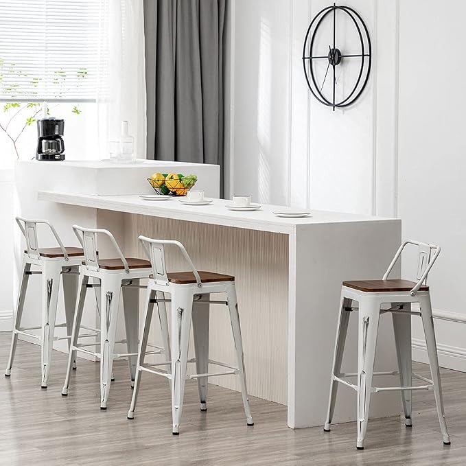 Andeworld Bar Stools Set of 4 Counter Height Stools Industrial Metal Barstools - Image 2