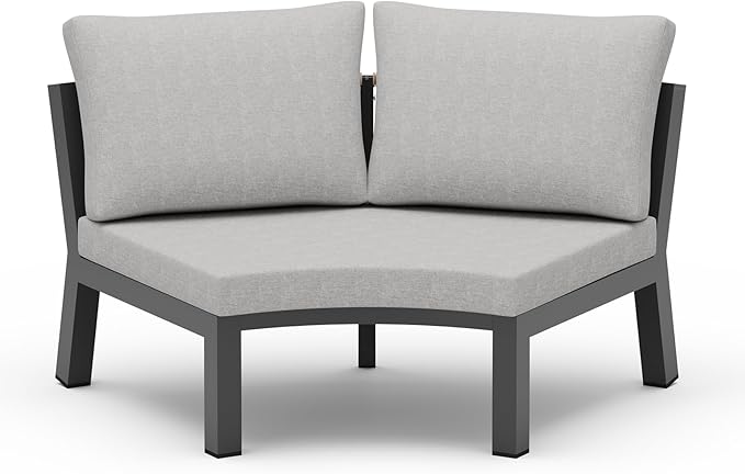 Outdoor Patio Sectional Modular Sofa, Aluminum 1 Piece Curved Patio Couch by Oasbira