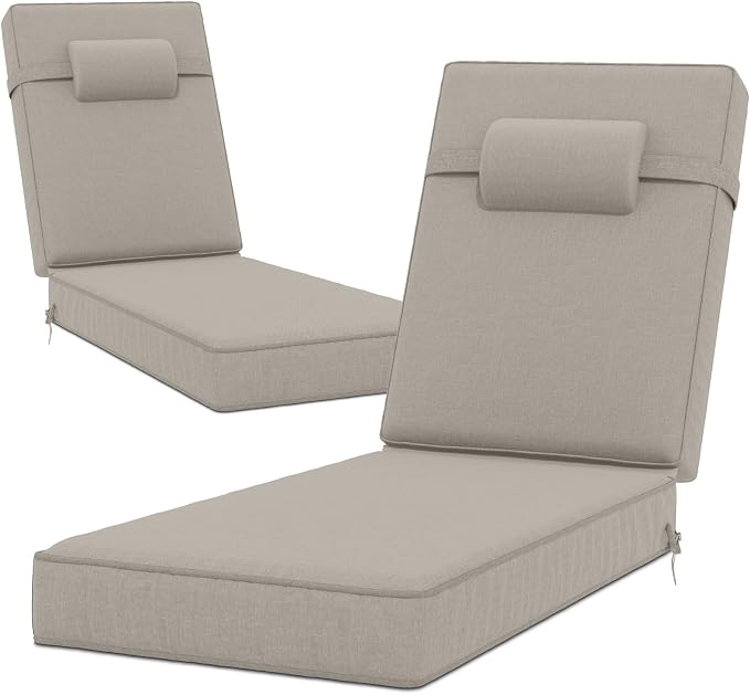 80 x 26 x 4 Inch Olefin Chaise Lounge Cushions, Lounge Chair Cushions by Unknown