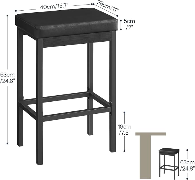 HOOBRO Bar Stools, 24.8-Inch Height, - Image 3