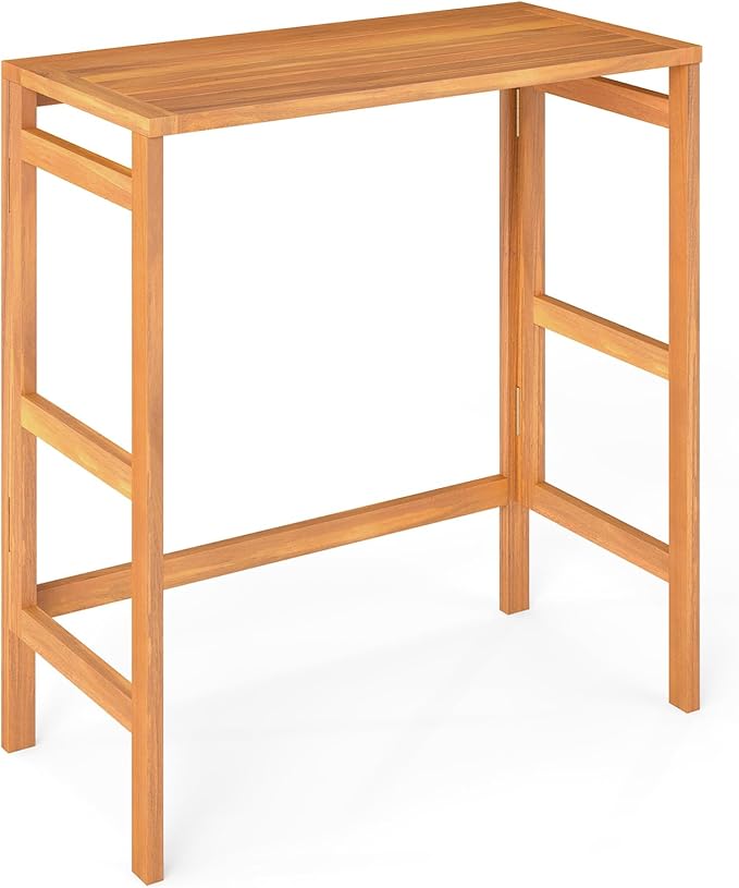 Tangkula Acacia Wood Outdoor Folding Bar Table, Patio Rectangle Counter Height by TANGKULA