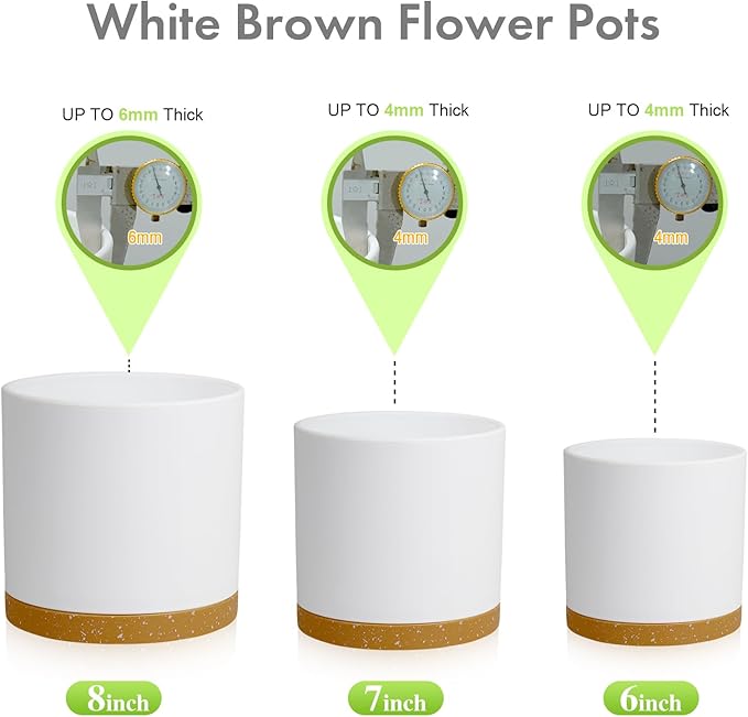 8/7/6 inch Plant Pots, 3 Pack Cylinder Flower Pots - Image 5