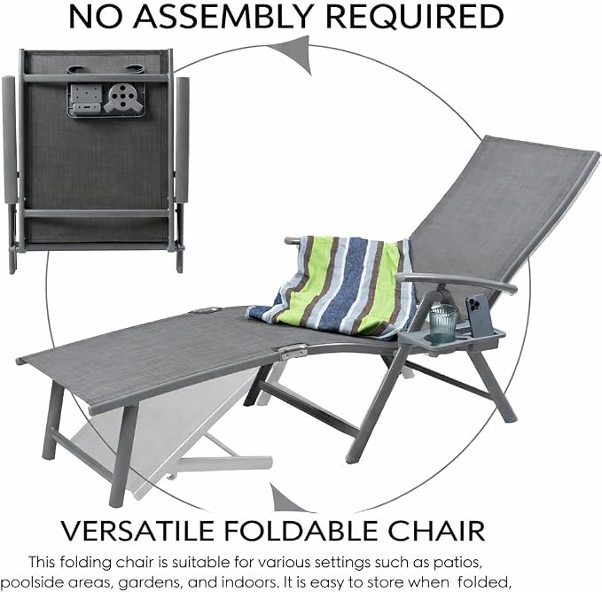 Kozyard Aluminum Outdoor Chaise Lounge Chair, Adjustable Reclining Patio Lounge - Image 5