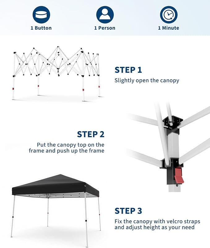 Canopy Tent, GarveeLife 10X10 FT Pop Up Canopy Outdoor Instant Tent Slant Legs - Image 4