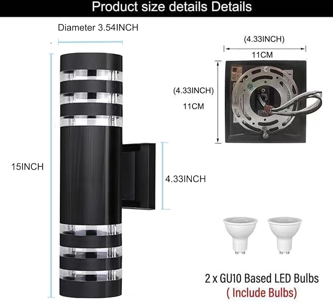 2Pack 15inch LED Cylinder Up & Down Wall Lights, 18W Modern Outdoor Wall Light - Image 6