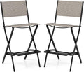 COSTWAY Outdoor Patio Bar Chair Set of 2, Folding Bar Height Stool by COSTWAY
