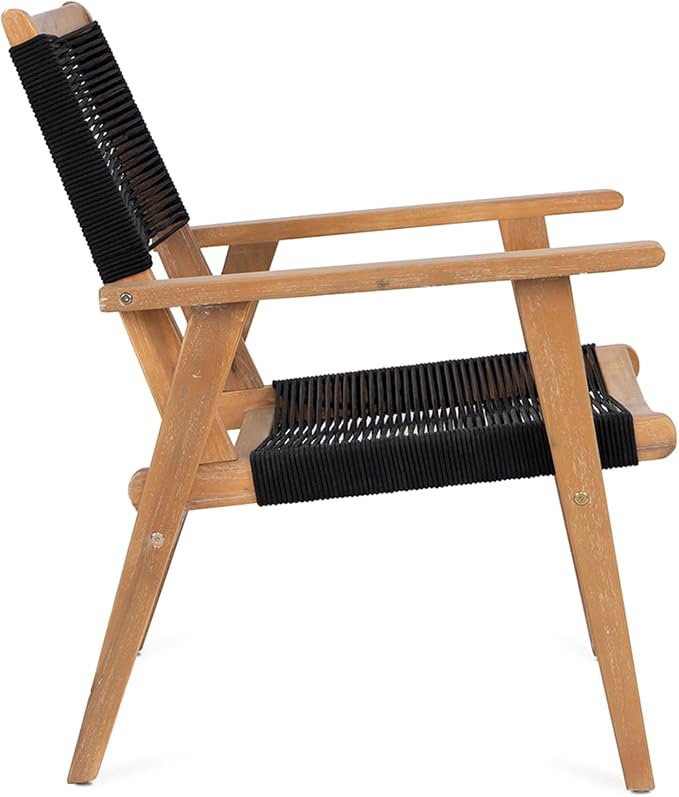 Outdoor Patio Chairs Set of 2 Black Rope Furniture Chairs 2-Person Outdoor - Image 6