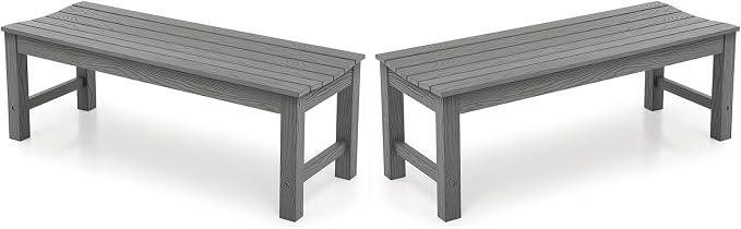 Stoog Outdoor Benches Set of 2, 2-Person Backless Patio Bench, All-Weather HIPS by Stoog