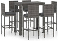 vidaXL Patio Bar Set with Cushions, Poly Rattan Gray by vidaXL