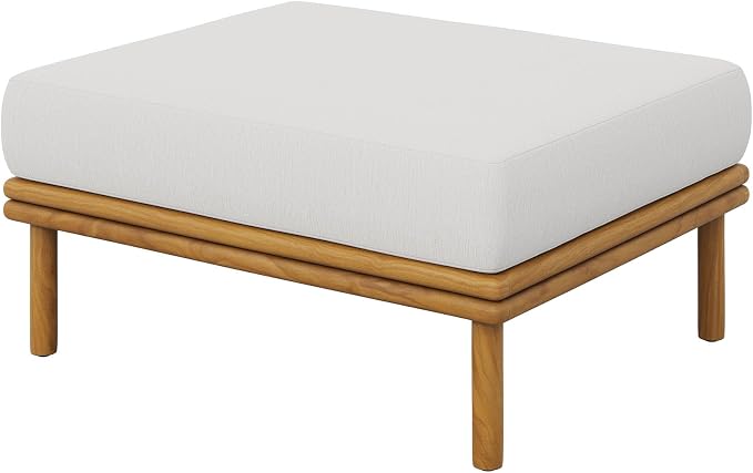 Modway Wren Teak Wood Outdoor Ottoman in Natural Sail - Image 4
