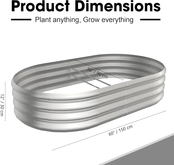 5x3x1ft Oval Galvanized Raised Garden Bed Outdoor 9-in-1 Large Metal Modular - Image 2