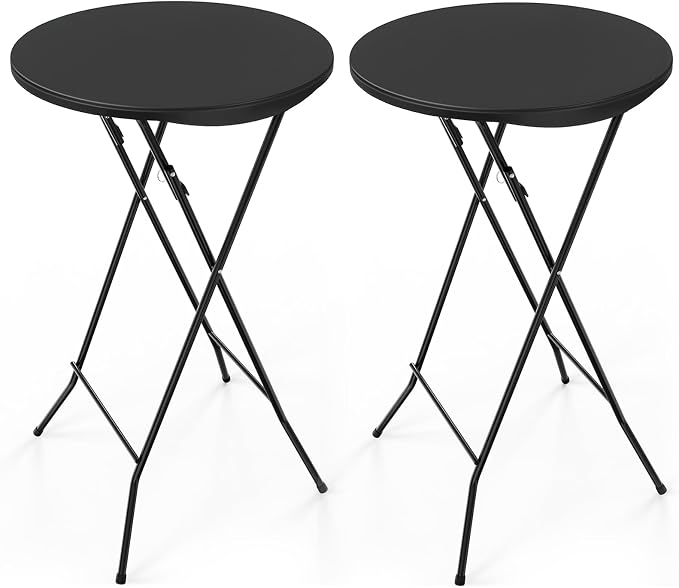 Bonnlo 24" Cocktail Table High Top Table, Folding Round Table Bar Height by Bonnlo