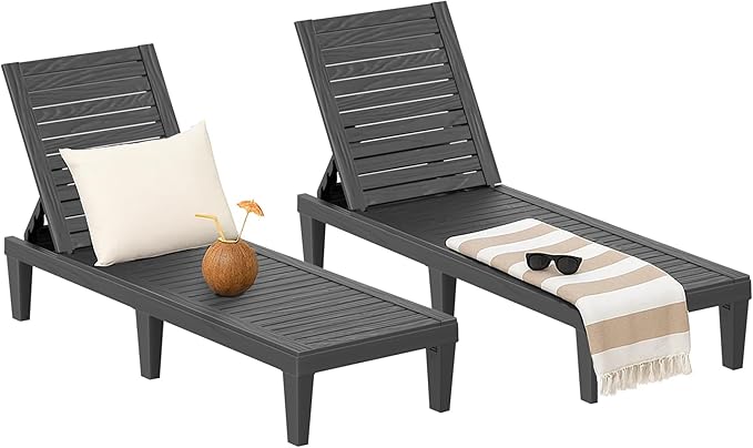 ROJIK Outdoor Chaise Lounge Chair Set of 2, by ROJIK