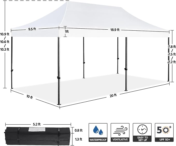 Yaheetech Heavy Duty Pop Up Canopy Tent, 10x20 Commercial Instant Shelter Tent - Image 3