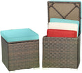 MEDIMALL Patio Wicker Ottoman Set of 2, Rattan Side Table w/Storage, Footstool by MEDIMALL