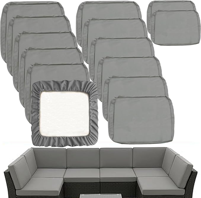 Sqodok Outdoor Cushion Covers 14Pcs Patio Cushion Slipcovers, Replacement by Sqodok