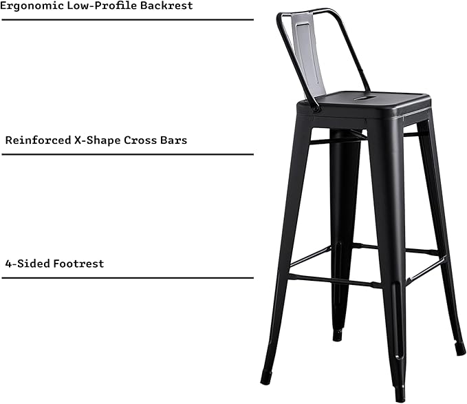 AC Pacific 30” Metal Barstool Set of 2 – Country Rustic Style - Image 5