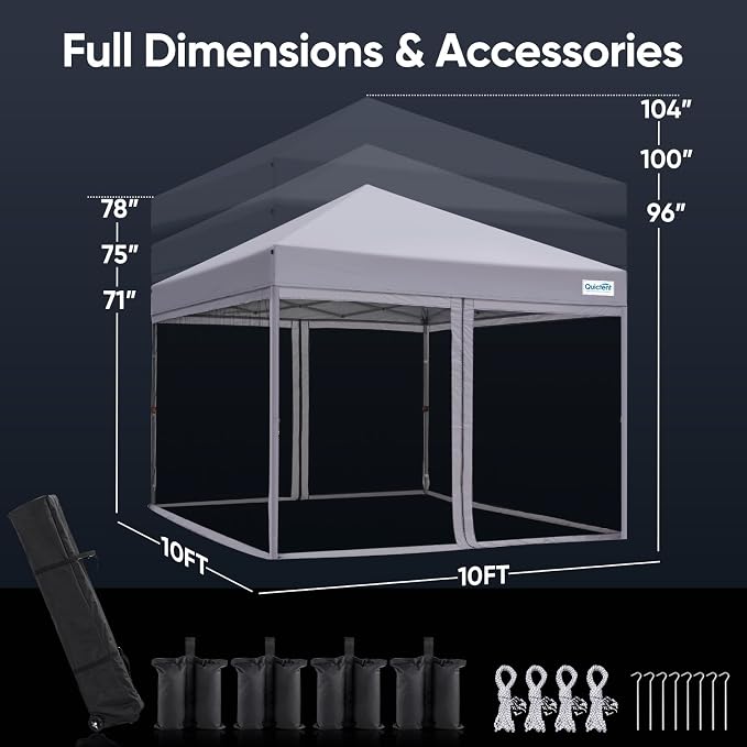 Quictent 10'x10’ Pop up Screened Canopy Tent - Image 8
