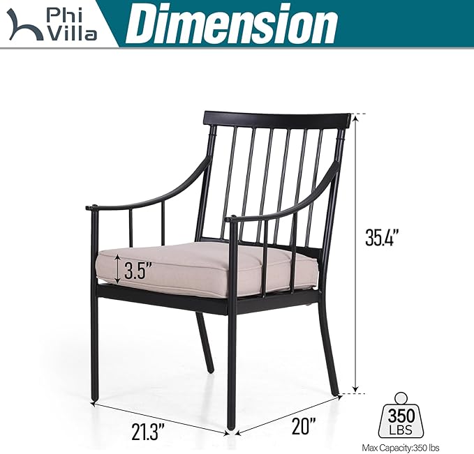 PHI VILLA Outdoor Metal Dining Chairs - Image 2