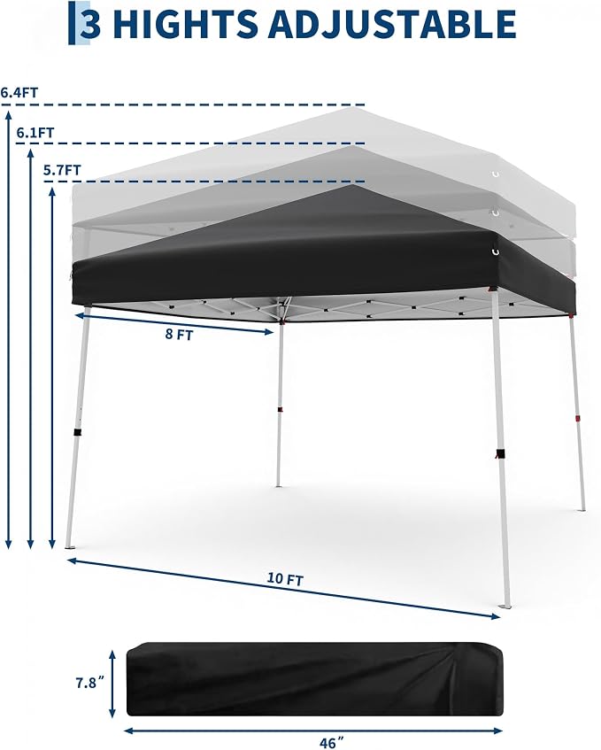 Canopy Tent, GarveeLife 10X10 FT Pop Up Canopy Outdoor Instant Tent Slant Legs - Image 2