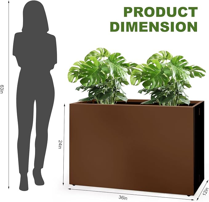 Galvanized Steel Planter Box-No Installation Required Metal Rectangular Block - Image 5