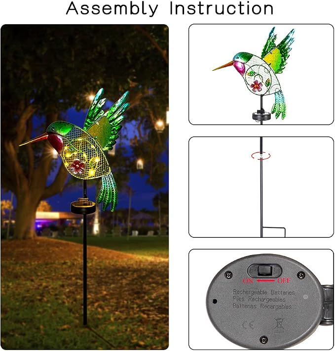 DREAMYSOUL Outdoor Solar Garden Lights, Hummingbird Solar Lights - Image 7
