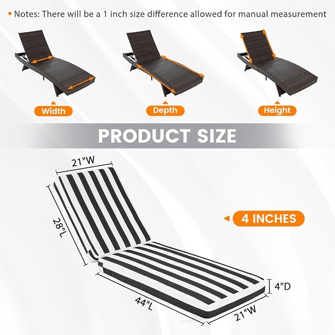 Sundale Outdoor Olefin Chaise Lounge Cushion Set of 2, Water-Resistant Patio - Image 6