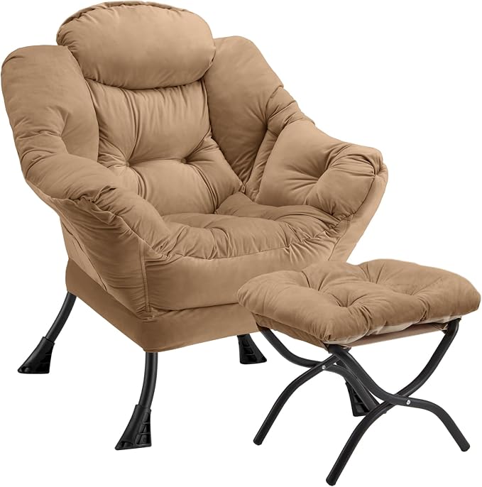 Lazy Chair with Folding Ottoman Modern Large Accent Chair, Contemporary Lounge by Congermom