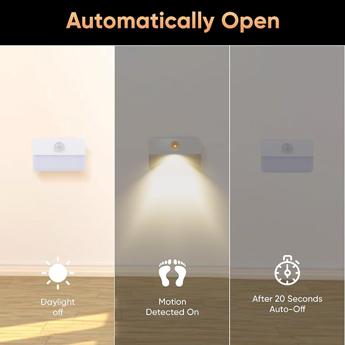 Motion Sensor Night Light for Indoor: 6 Pack Battery Operated Stair Lights LED - Image 4