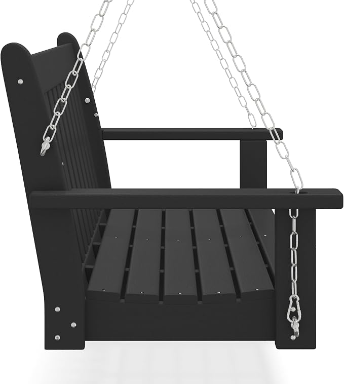 COSTAELM Paradise Outdoor Patio HDPE Hanging Front Porch Swing Bench - Image 3