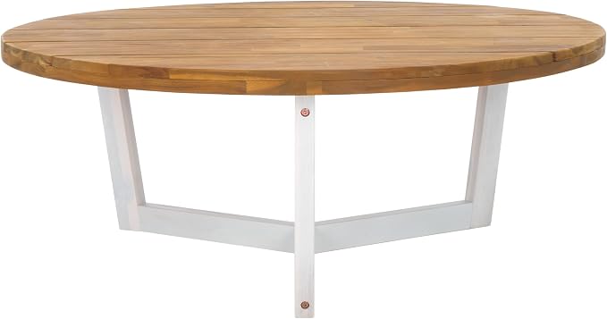 SAFAVIEH Outdoor Collection Leo Natural/White 3-Leg Round Coffee Table by SAFAVIEH