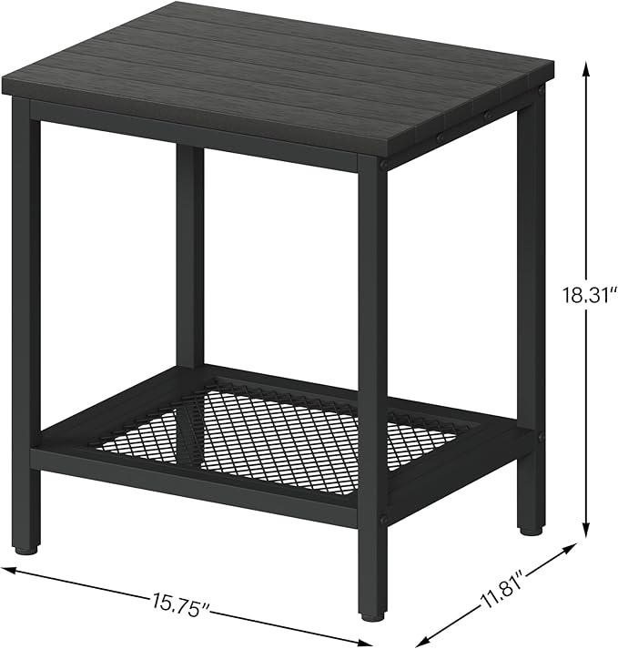 Outdoor Side Table with Storage, 2-Tier Patio End Tables Weather Resistant - Image 3