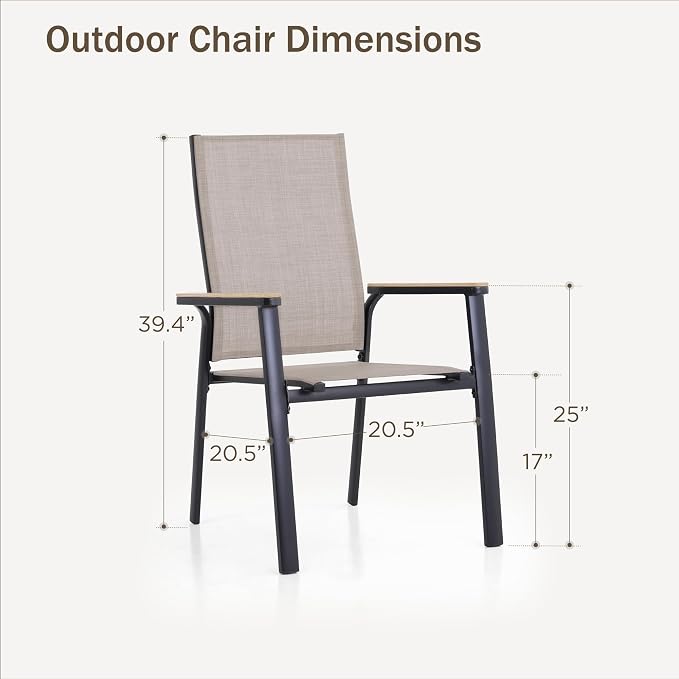 PHI VILLA 5 PCS Patio Dining Set, 4 Outdoor Aluminum Stackable Sling Chairs - Image 7