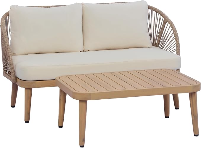 Merax 2-Piece Acacia Wood Patio Set - Image 2