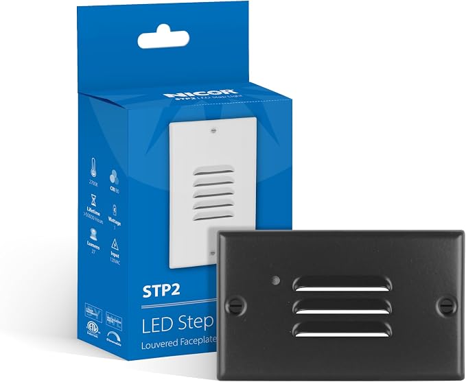 NICOR Lighting STP2 Horizontal Louvered Black LED Step Light by NICORLighting