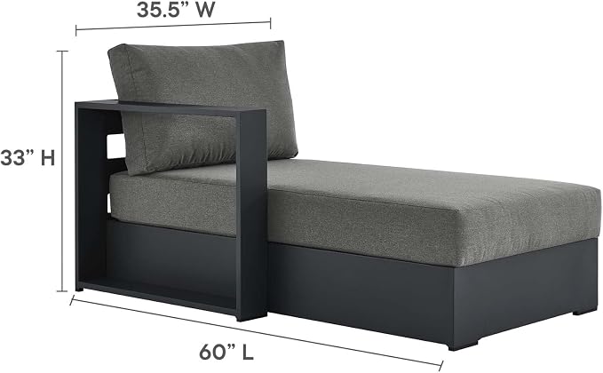 Modway Tahoe Aluminum Outdoor Chaise Lounge in Gray Charcoal - Image 2