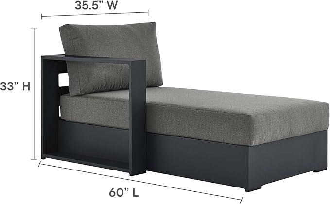 Modway Tahoe Aluminum 4-Piece Outdoor Patio Furniture Gray Charcoal, Modular - Image 2