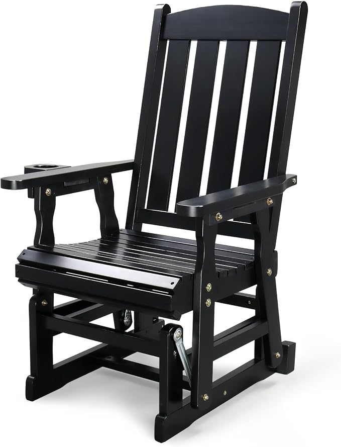 VINGLI Outdoor Glider Chair Wood Patio Glider by VINGLI