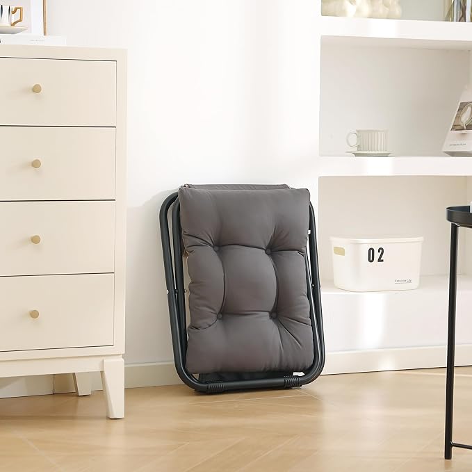 LITA Folding Footrest Stool, Portable Ottoman Foot Rest, Upholstered Small - Image 2