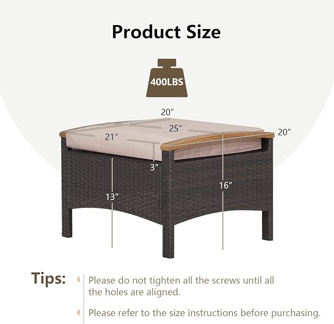 RELAX4LIFE Outdoor Wicker Ottomans - Image 7