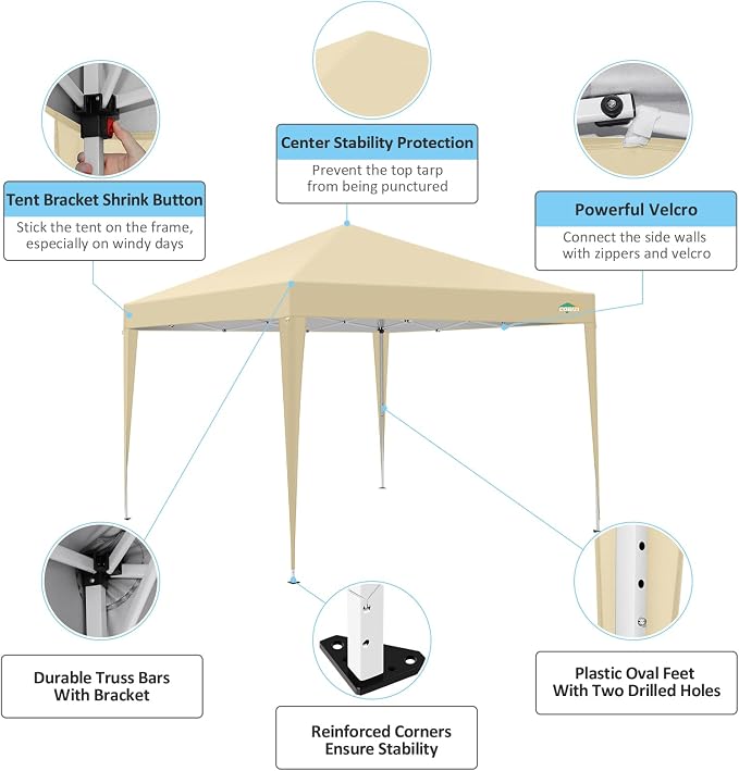 COBIZI 10x10 Pop Up Canopy Tent - Image 5