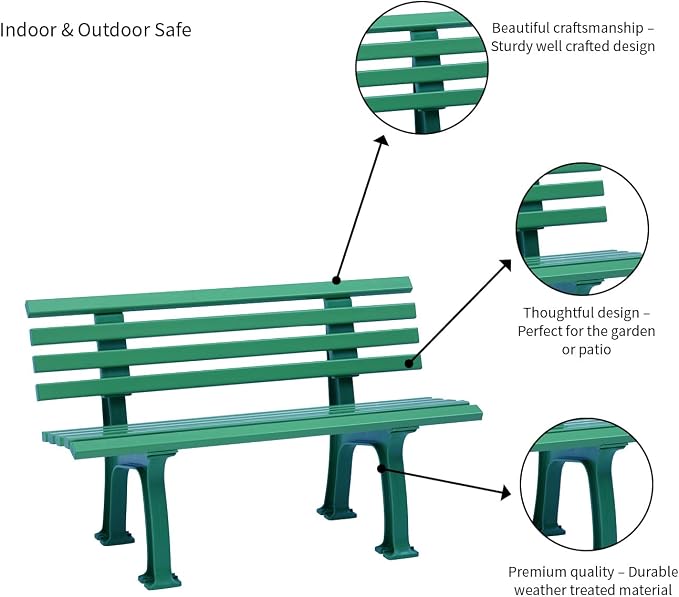Plow & Hearth Weatherproof German PVC Outdoor Bench | Holds Up to 500 lbs | - Image 4