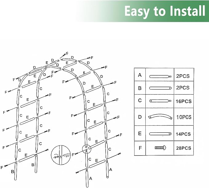 7.9 Ft H x 4.6 Ft W Green Metal Pergola Arbor - Image 6