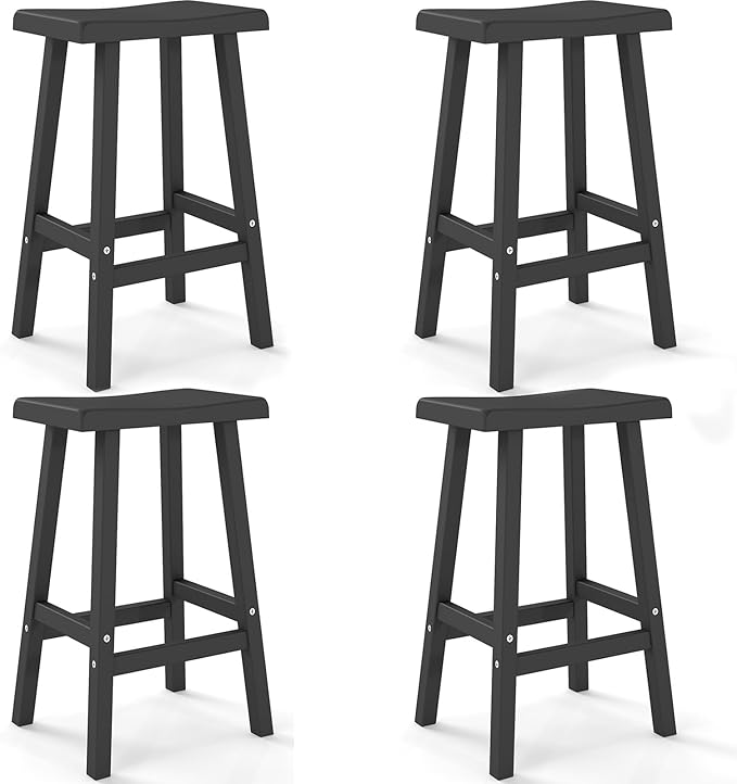 Bar Stools Set of 4, Waterproof UV-Resistant, Durable Resin Kitchen Island by OutdoorLivingPerfected