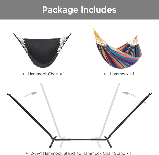 SUNCREAT 2-in-1 Convertible Backyard Fabric Hammock - Image 3