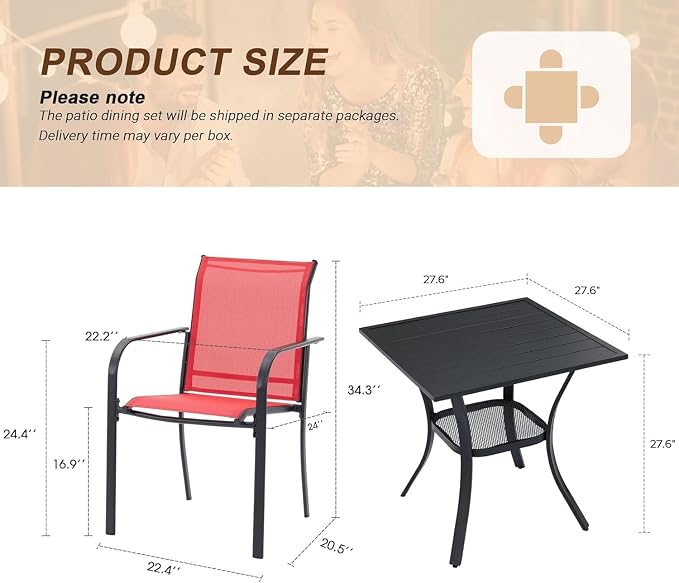 VICLLAX 3 Pieces Patio Outdoor Dining Set - Image 2