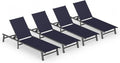 Foldable Outdoor Lounge Chair Set of 4, No Assembly Aluminum Chaise Lounge by CIOKEA