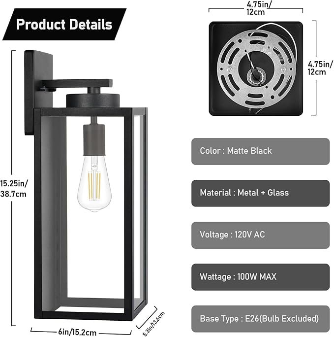 Large Size Outdoor Wall Light Fixtures, Exterior Lighting Fixtures Porch - Image 6