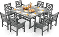 HDPE Outdoor Dining Set, 10-Piece Outdoor Table and Chairs Include 8 Dining by Unknown