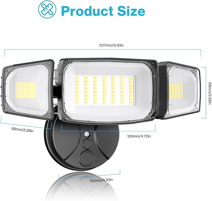 Olafus 80W Flood Lights Outdoor, Switch Controlled 8000LM LED Security Lights - Image 9